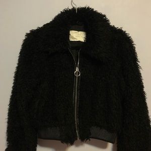 Faux fur ZARA moto jacket